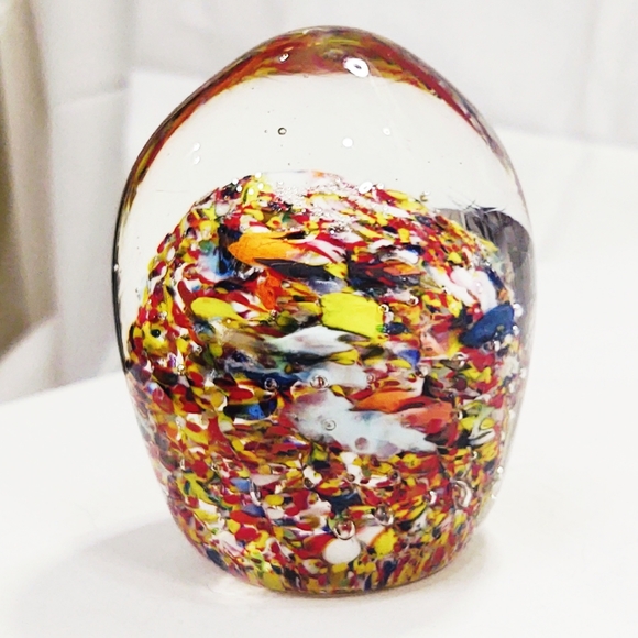 Vintage Mid-Century Modern Hand-Blown Colorful Art Glass Paperweight - Picture 4 of 6